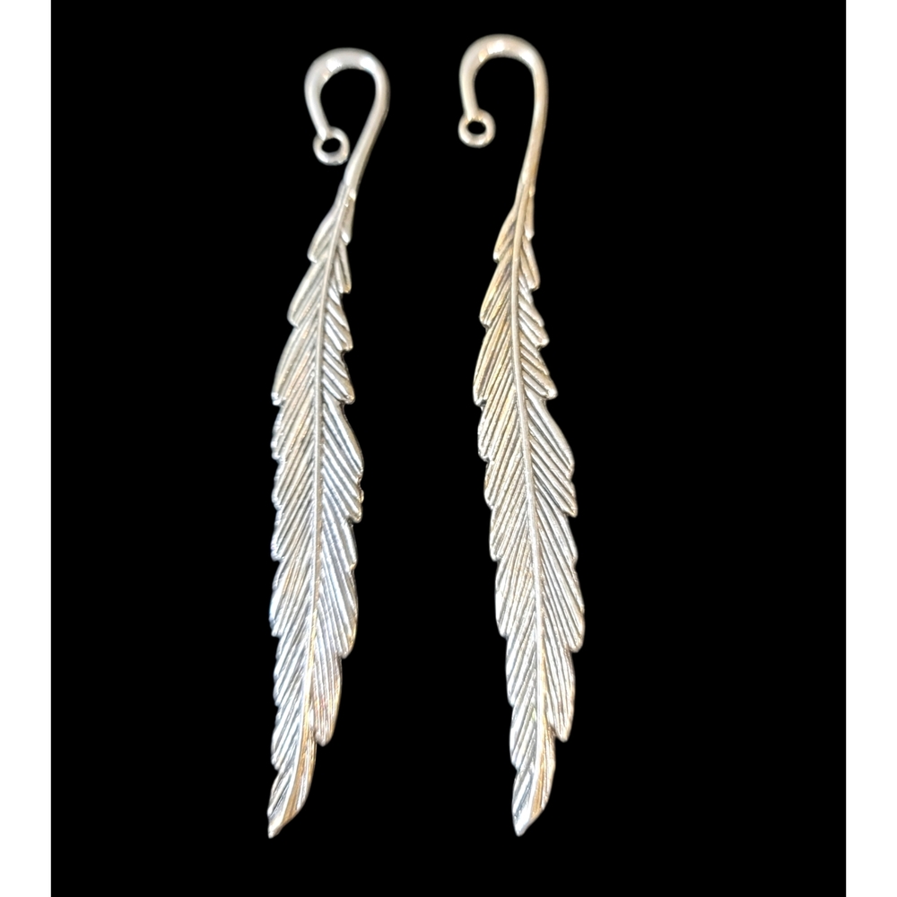 Two Silver Feather Metal Bookmarks